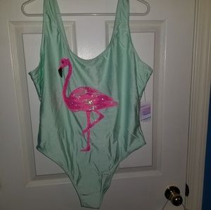 One Piece mint flamingo swimsuit 3x